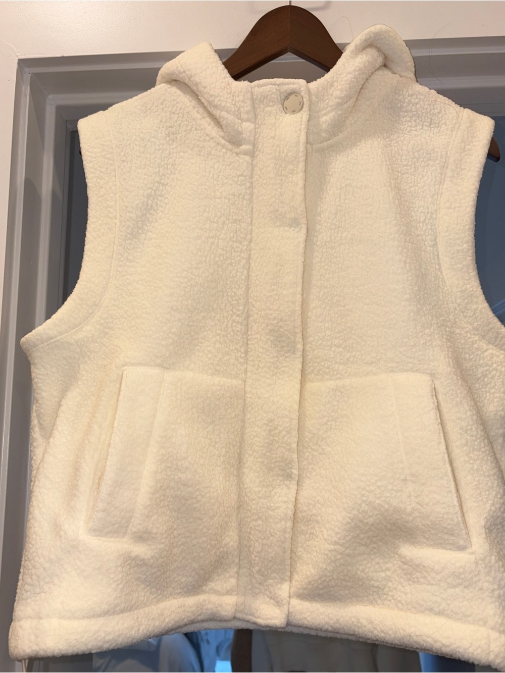 Rhone Hoodie Fleece Vest Ivory Sz Medium